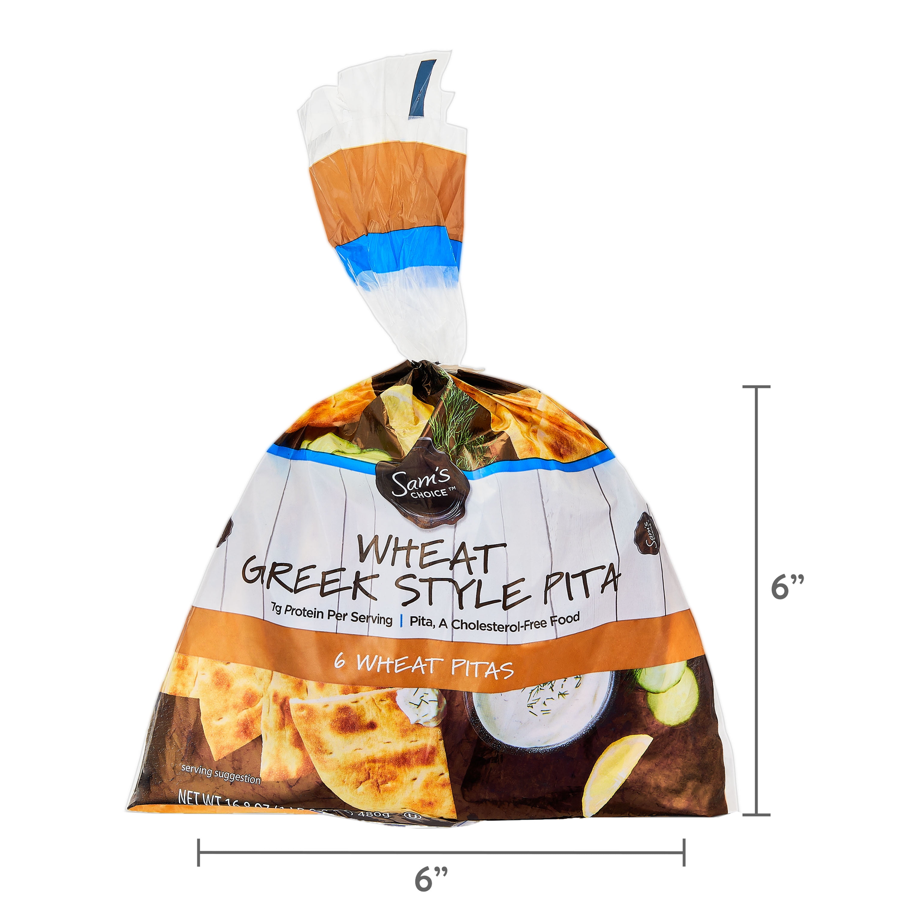 Sam's Choice Whole Wheat Greek Style Pita, 16.8 oz, 6 Count