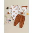 thumbnail image 4 of Cenuakty Baby Girls 3PCS Pants Sets Long Sleeve Bear Print Romper Drawstring Pants Hat Sets, 4 of 9