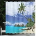 thumbnail image 4 of Ambesonne Tropical Shower Curtain, Island Pasific Ocean, 69"Wx84"L, White Green Blue, 4 of 5