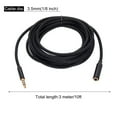 thumbnail image 2 of Uxcell 0.14" Aux Extension Cable Male to Female Auxiliary Audio HiFi Headphone Cord 10 ft  Black, 2 of 6