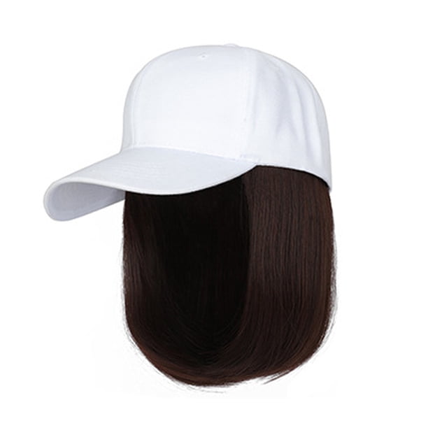 NEW! Baseball Cap With Hair Extensions Straight Short Bob Hairstyle Adjustable Removable Wig Hat 7.9inch For Woman Girl Beauty Personal Care