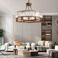 thumbnail image 3 of 6-Lights Vintage Round Farmhouse Crystal Chandelier Hanging Pendant Lamp Fixture, 3 of 10