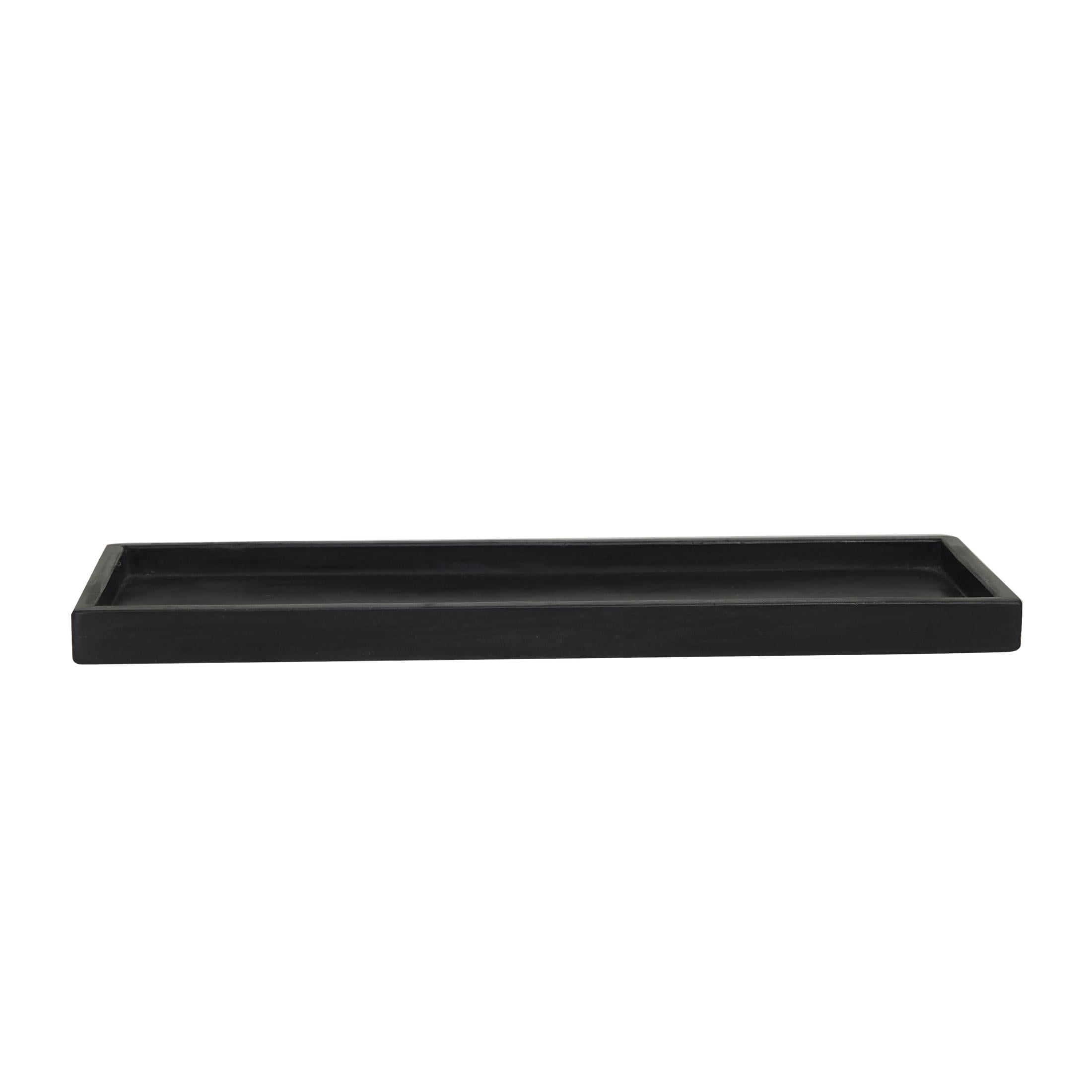 CosmoLiving by Cosmopolitan 22", 18"W Black Marble  Tray with Raised Border, 2-Pieces