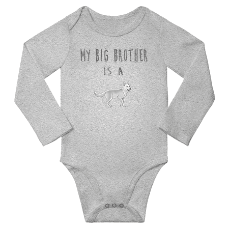 

My Big Brother is a Canaan Dog Funny Baby Long Sleeve Bodysuit Boy Girl (Gray 12-18M)