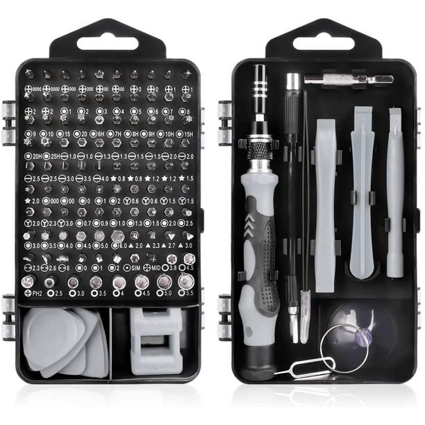 115 en 1 Tournevis Precision Kit Tools, Portable Kit Tournevis de Précision  Magnétique Tournevis Outils de Réparation Pour Ordinateur/Laptop/iPhone/Lunettes/Montre/Smartphone  (Gris) 