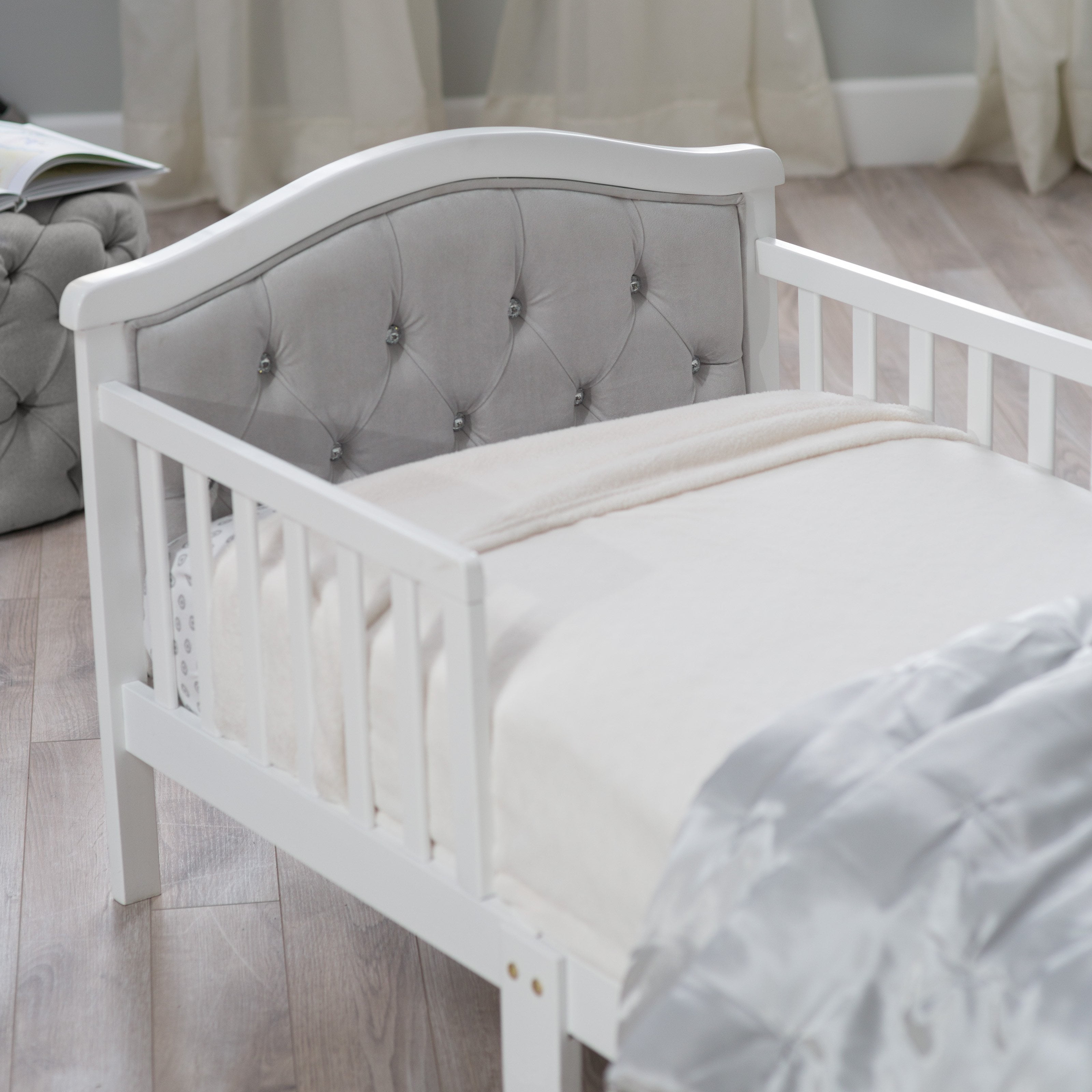 Orbelle Upholstered Toddler Bed Grayfrench White Walmartcom - orbelle upholstered toddler bed grayfrench white walmartcom -