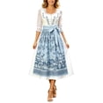 thumbnail image 2 of BRGZLK Women's German Dirndl Dress Trendy Novel Oktoberfest Costume Square Neck Lace Trim Bavarian Beer Carnival Halloween Outfit Light Blue A 2XL, 2 of 6
