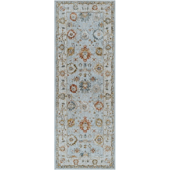Boutique Rugs Luklukan Traditional Runner Rug - Light Gray, Cream, Denim - 2'7" x 10' Runner