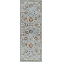 Boutique Rugs Luklukan Traditional Runner Rug - Light Gray, Cream, Denim - 2'7" x 10' Runner