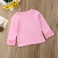 thumbnail image 2 of Biekopu Toddler Baby Girl Long Sleeve T-shirt Crew Neck Cotton Ruffles Solid Color Tops for Spring and Autumn, 2 of 2