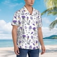 thumbnail image 3 of Balery Lavender Bicycle Camisas hawaianas de manga corta para hombre, camisas playeras de corte holgado, camisas de vacaciones con botones,X-Large, 3 of 7