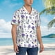 thumbnail image 3 of Balery Lavender Bicycle Camisas hawaianas de manga corta para hombre, camisas playeras de corte holgado, camisas de vacaciones con botones,Medium, 3 of 7