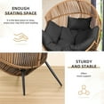 thumbnail image 5 of Walsunny Egg Chairs Outdoor Patio Wicker Oversized Egg Shell Lounger Lawn Chair with Cushion for Indoor Outside Porch Balcony Backyard, Original Wood Color Rattan Gray Cushion, 5 of 8