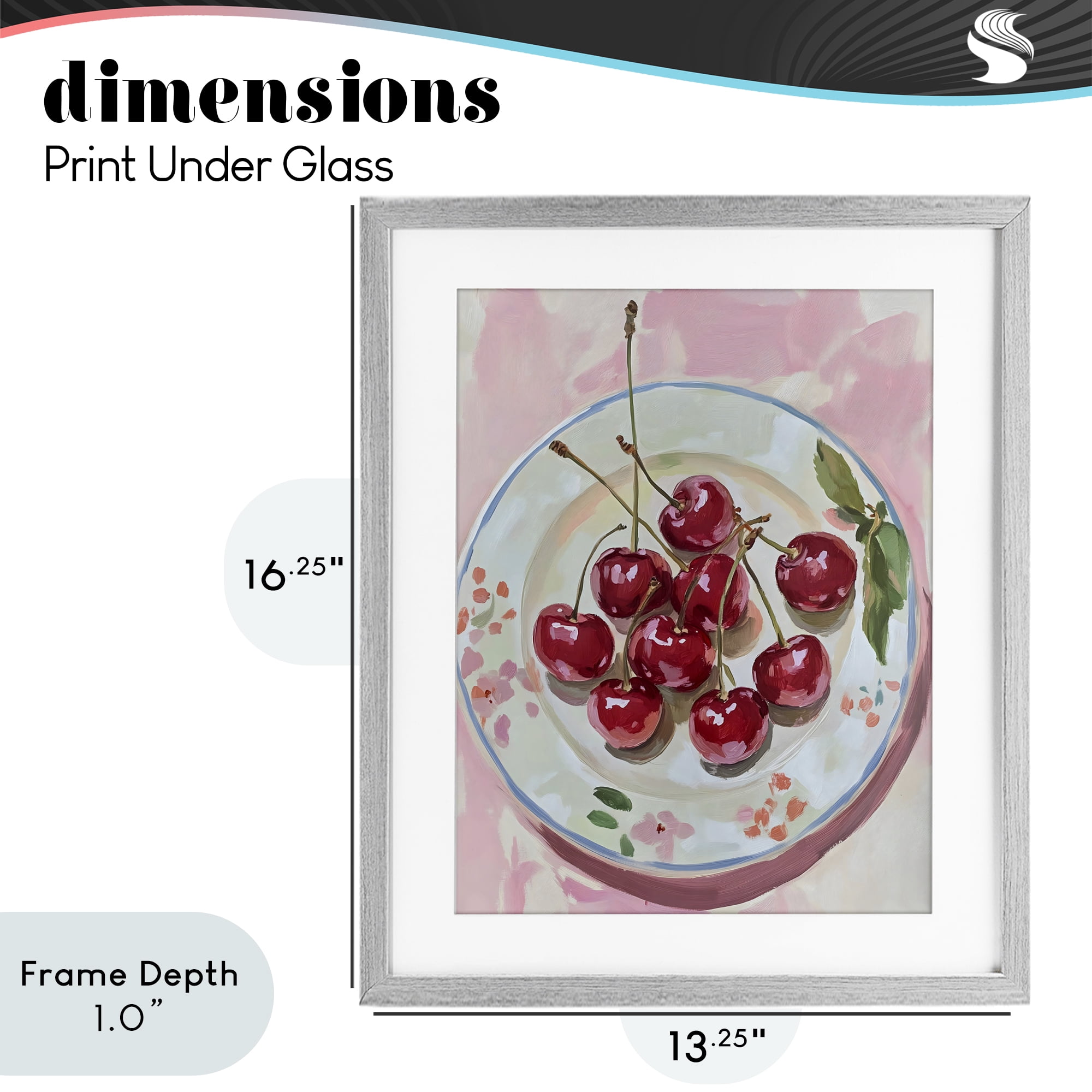 Stupell Industries Plate of Summer Cherries Gray Framed Print Under Glass, design by The Prints Vibe