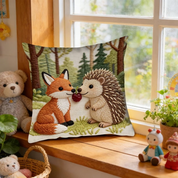 Uuiauoio Cute Animals Decorative Throw Pillow Cover , Animals Family Animals Outdoor Pillow Cases Square Standard Cushion Cover for Sofa Couch Bed Car 17.72x17.72 inch