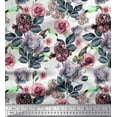 thumbnail image 1 of Soimoi Cotton Poplin Fabric Leaves & Rose Flower Print Fabric by The Yard 42 Inch Wide, 1 of 1