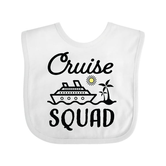 Inktastic Cruise Squad with Vector Cruise Ship and Palm Trees Boys or Girls Baby Bib