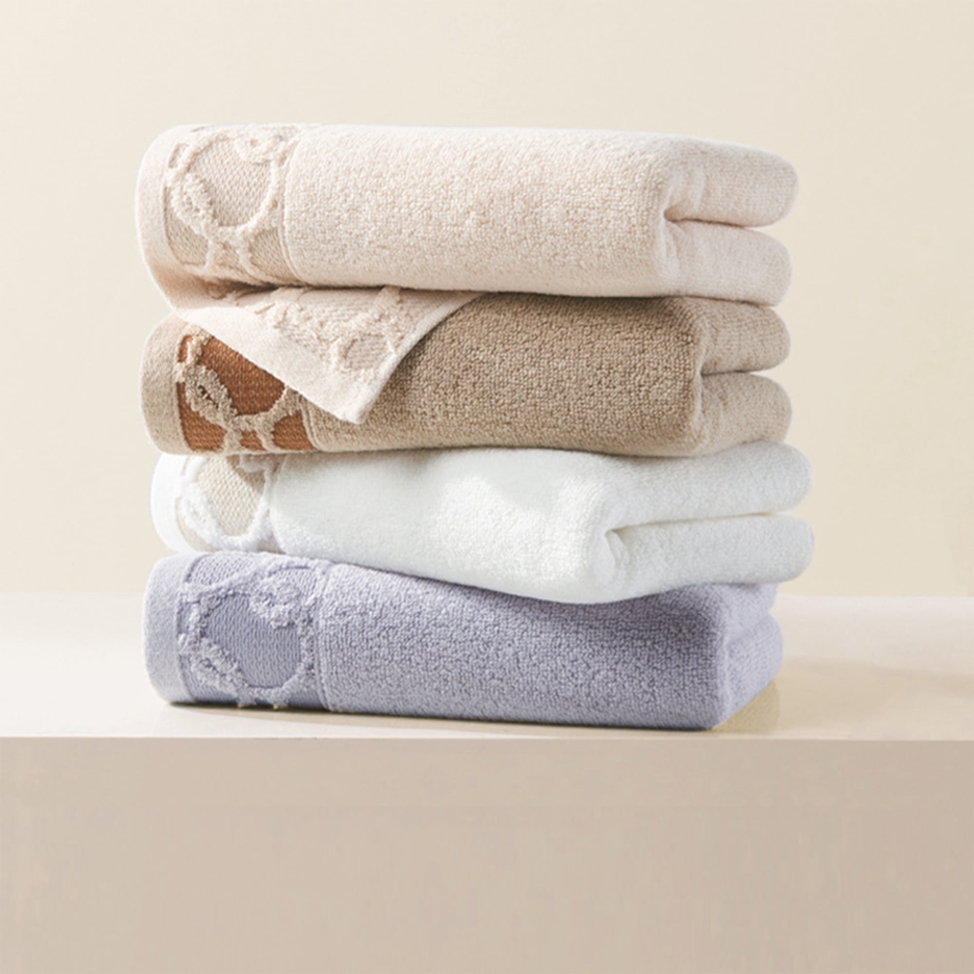 NOMADIC NOOK Cotton Jacquard Hand Towels, Home Soft Absorbent Hand Towel for Bathroom, Face, Gym and Spa 13" x 29" Camel 6-Piece