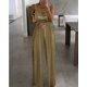 thumbnail image 3 of Monos largos de verano 2023 para mujer, con tirantes de cuentas, metalizados, de pierna ancha, mono de manga larga, de una pieza, ropa elegante para fiesta de noche, 3 of 5