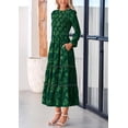 thumbnail image 4 of Vestido PRETTYGARDEN para mujer, midi, manga larga, de otoño, verde oscuro, 4 of 9