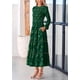 thumbnail image 4 of Vestido midi PRETTYGARDEN de manga larga para mujer, color verde oscuro fruncido, 4 of 9