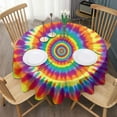 thumbnail image 3 of Rainbow Tie Dye Spiral Layer Pattern Round Tablecloth 60"x60",Wrinkle Wipeable Table Cloth for Kitchen Dining Room Picnic Patio Party, 3 of 6