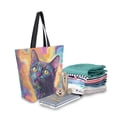 thumbnail image 2 of Large Canvas Bag 13.5x5.1x15 Inch Canvas Bag Shopping Canvas Bag Suitable For Outing Shopping Travel Out Of Large Capacity Storage Colorful Cute Cat, 2 of 9