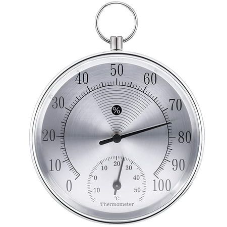 

10 Cm Indoor And Outdoor Wall-Mounted Humidity Outdoor Thermometer For Walls Tables Refrigerators Doors Incubators Greenhouses Cars Baby Rooms 3.9X4.3 No Battery Required Silver