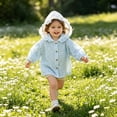 thumbnail image 7 of TSHXS Girls Zip Up Hoodie Infant Girls Floral Ruffle Hooded Sun Protection Shirt Jacket Button Front Light Thin Spring Outdoor Coat(4-5 Years,Blue), 7 of 7