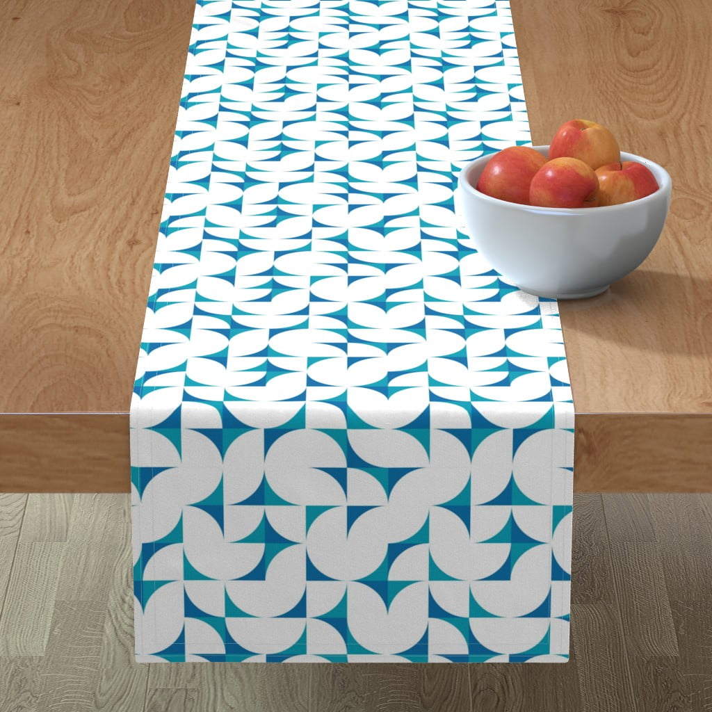 Table Runner Mid Century Modern Scandinavian Abstract Geometric Cotton Sateen