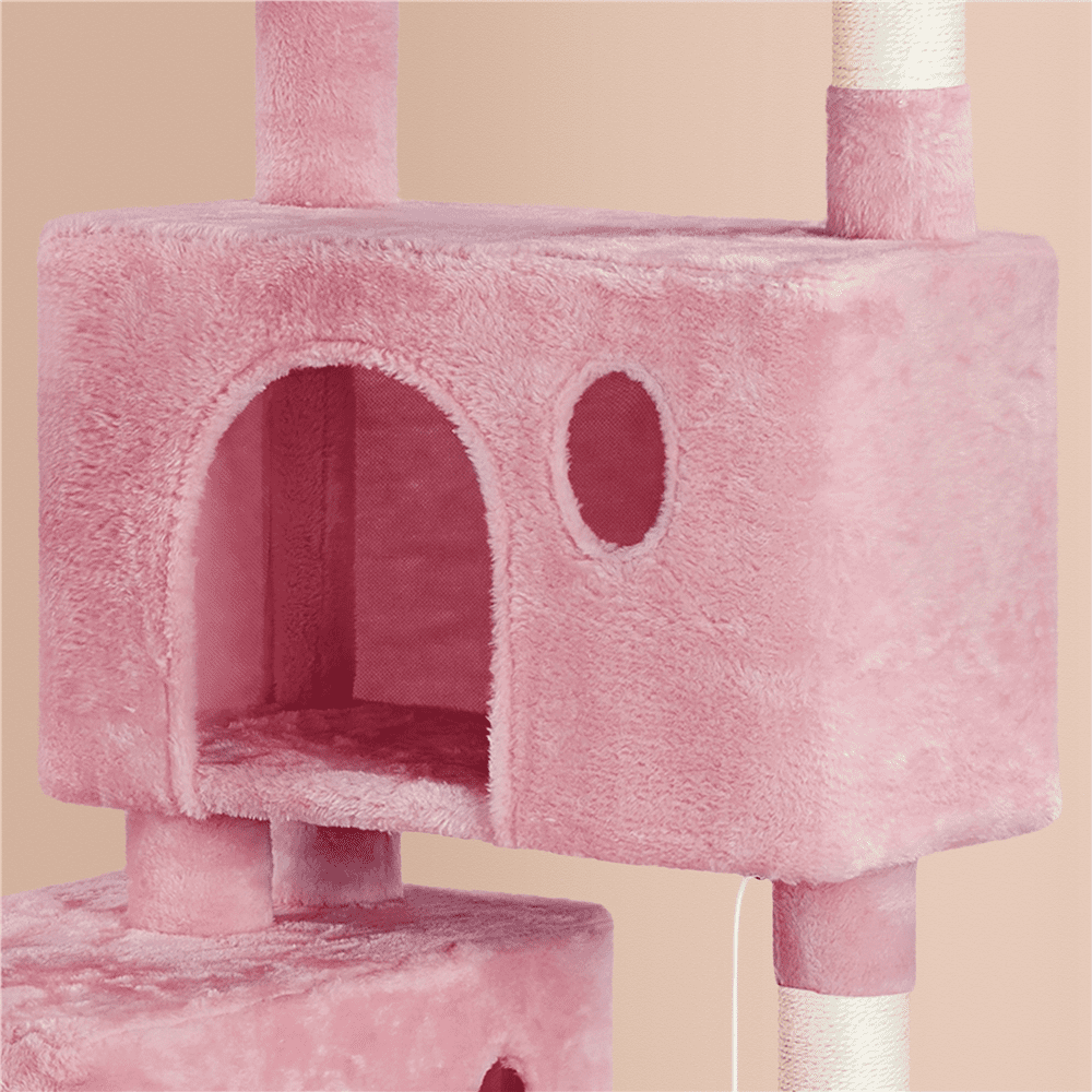 Alden Design 64.5"H Multi-level Cat Tree Tower with Condos and Perches, Pink