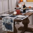 thumbnail image 5 of Fall Thanksgiving Table Runner, Blue Vintage Pumpkin Maple Leaf Decorative Autumn Harvest Seasonal Table Runner for Farmhouse Kitchen Dining Indoor Home Party Decorations 13x72 inches, 5 of 6