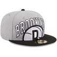 thumbnail image 3 of Men's New Era Gray/Black Brooklyn Nets Tip-Off Two-Tone 59FIFTY Fitted Hat, 3 of 6