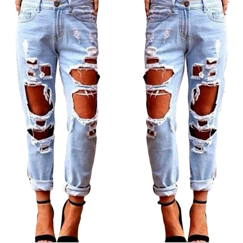 Onwijs Vista - New Fashion Ripped Jeans Femme Casual Washed Holes IX-34