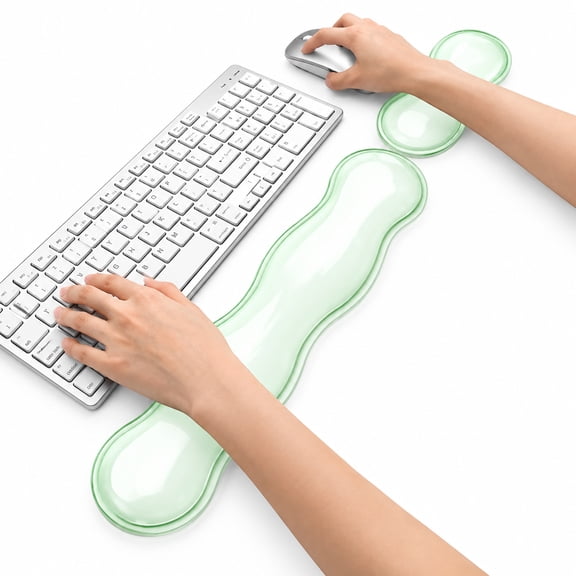 2 Pack Silicone Gel Ergonomic Wrist Rest Set, Non-Slip Keyboard & Mouse Palm Support Cushion, Easy Clean Desktop Pad