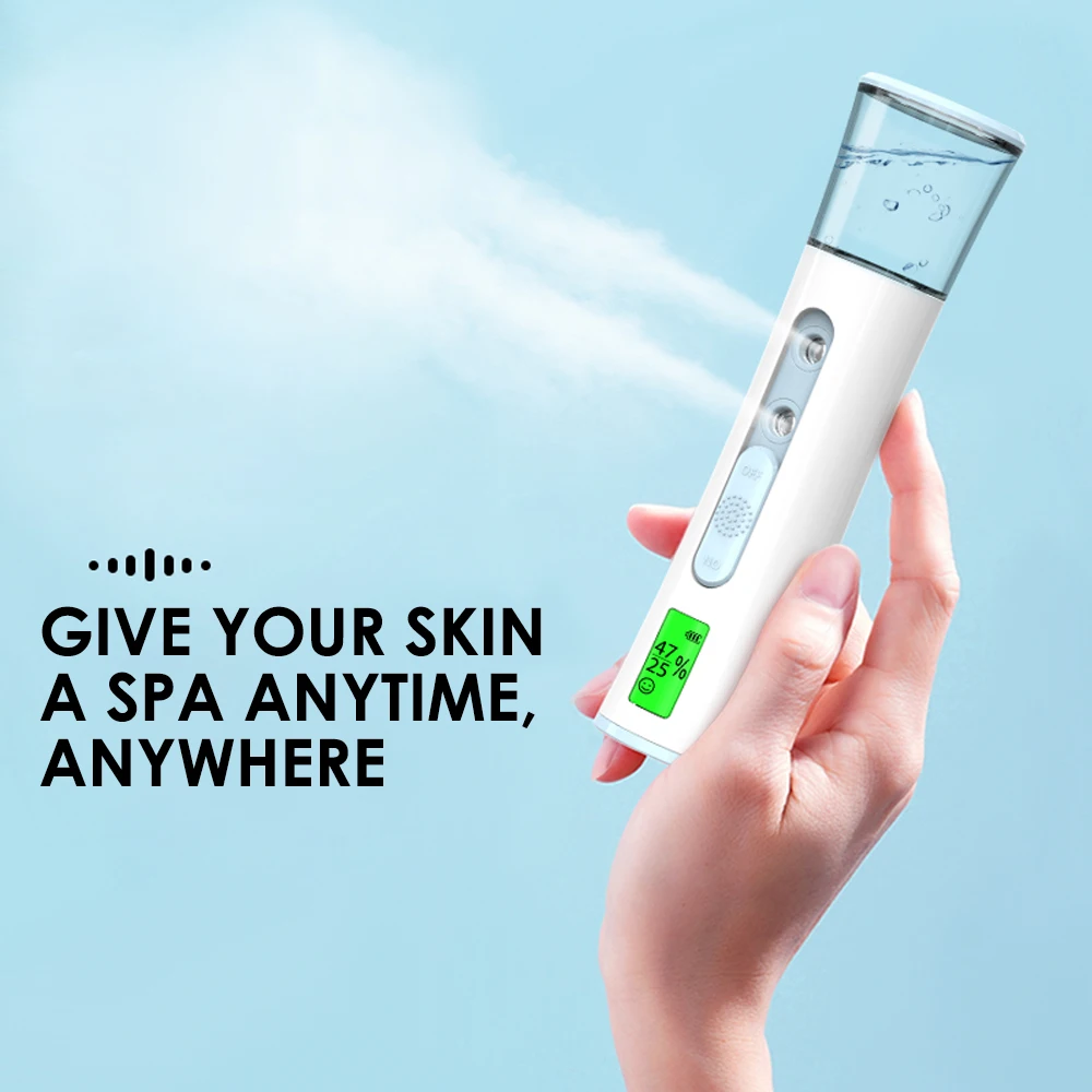 Ultrasonic Nano Mist Sprayer with Dual Spray Heads and LED Display - Portable Facial Steamer and Hydrating Humidifier for Skin Moisturization and Care
