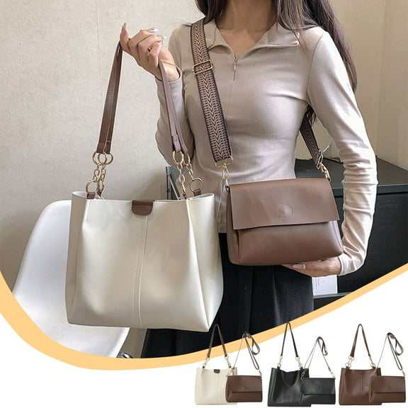 Boovnll Tote Bag for Women, Large Capacity Waterproof Artificial Leather Tote Bags & Crossbody Bag Set of 2 for Women Travel, Work, Shopping, Gifts for Women - Tote Bag
