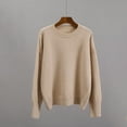 thumbnail image 4 of FAIWAD Women's Knit Ribbed Sweater Round Neck Drop Shoulder Casual Loose Pullover Sweater, 4 of 5