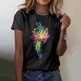 thumbnail image 2 of PMUYBHF T-Shirt Décontracté Mode Femme Col Rond Manches Courtes Imprimé Couleur 1164 TG, 2 of 4