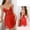 Red, variant on Sleep Dress Casual Sleepwear Solid Color Deep V Lace Mesh Backless High Slit Sleeveless Nightgown for Women