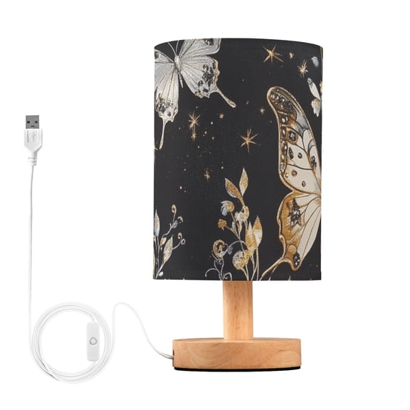 Gold Silver Butterflies Leaves Table Lamp with USB Port LED Warm Light Lamp Night Light Home Decor