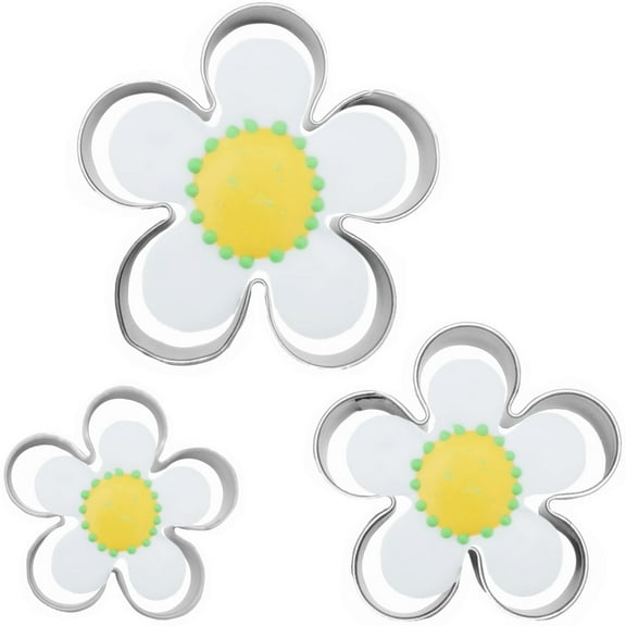 Flower Shaped Cookie Cutters of 3 pcs, Stainless Steel Rose Petals Fondant Cutter Molds Baking DIY