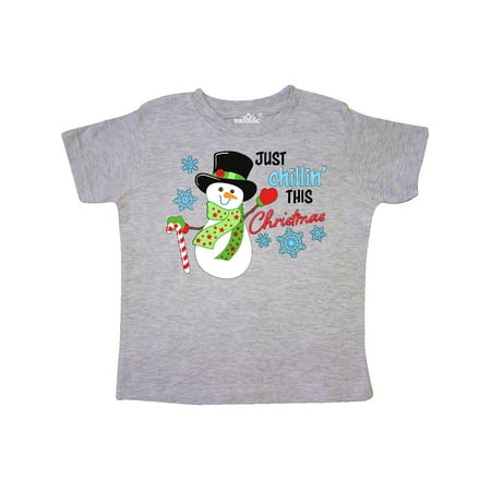 

Inktastic Just Chillin This Christmas Fun Snowman in Top Hat Gift Toddler Boy or Toddler Girl T-Shirt