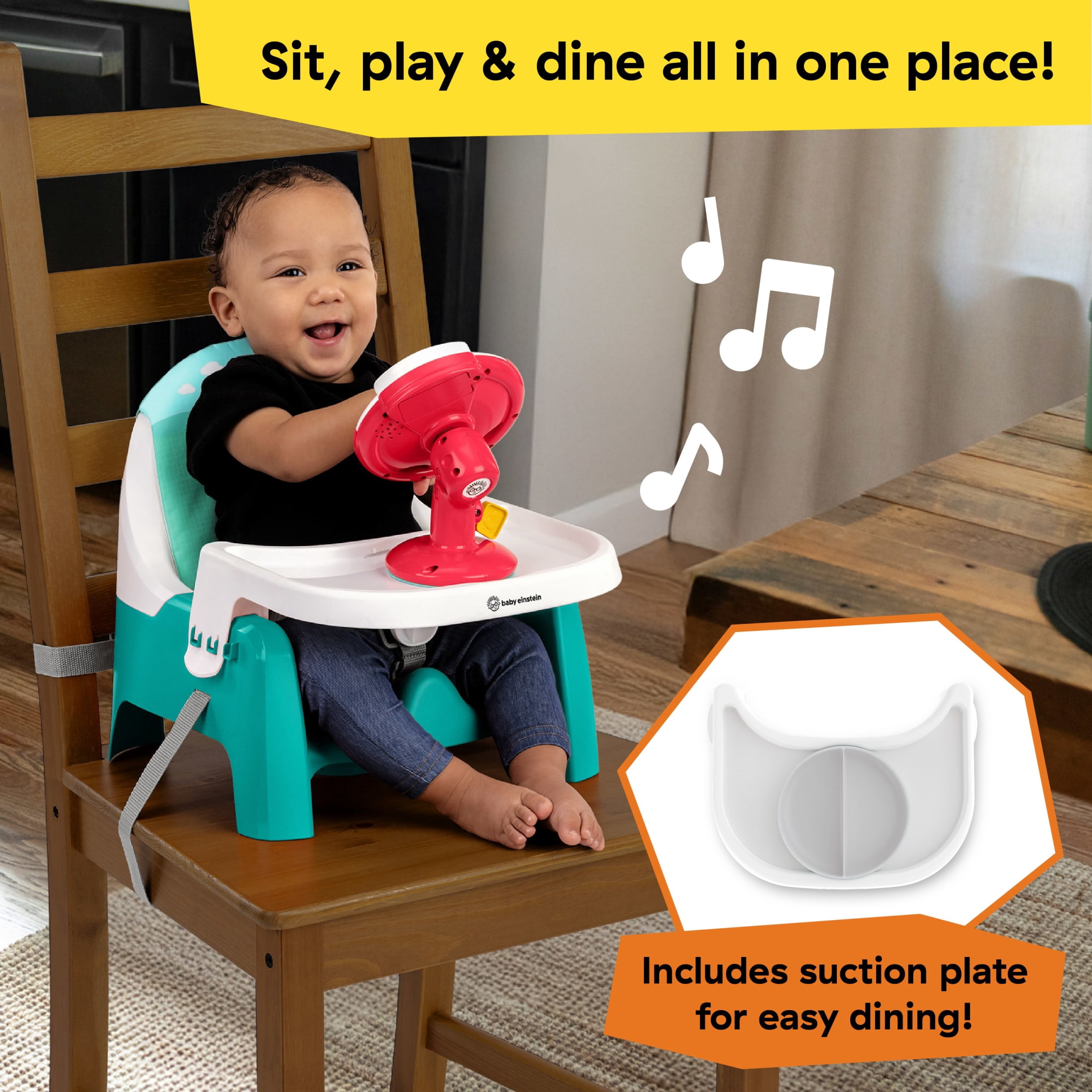Baby Einstein Farm Explorers Snack & Steer 2 in 1 Feeding Seat, Ages 6-36 months