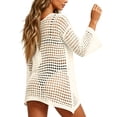 thumbnail image 4 of Crochet Cover Ups for Women Sexy Hollow Out Swim Cover Up Knit Summer Beige XL, 4 of 8