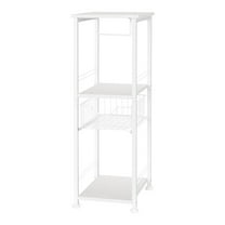 3 Tier Metal Shelves Freestanding, Narrow, Open Floor Shelves are perfect for bathrooms, kitchens, laundry rooms, storage, organization