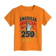 thumbnail image 4 of Quealent Kids 250 Anniversary USA Shirts 250 Year American Flag Tshirt Boys and Girls Happy 250th Tee 4th of July Tops (Orange, 3-4 Years), 4 of 5
