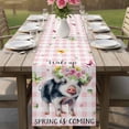 thumbnail image 4 of Spring Pig Table Runner - 90 Inch Long Butterfly Botanical Floral Pink Plaid Cotton and Linen Blended Dress Scarves Farmhouse Table Runner for Kitchen Dining, Coffee Table, 13" x 90", 4 of 8