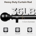 thumbnail image 4 of Curtain Rods for Windows 66 to 120, 1 Inch Adjustable Heavy Duty Black Curtain Rod, Outdoor Indoor Room Divider Modern Drapery Pole, 66-120", 4 of 8