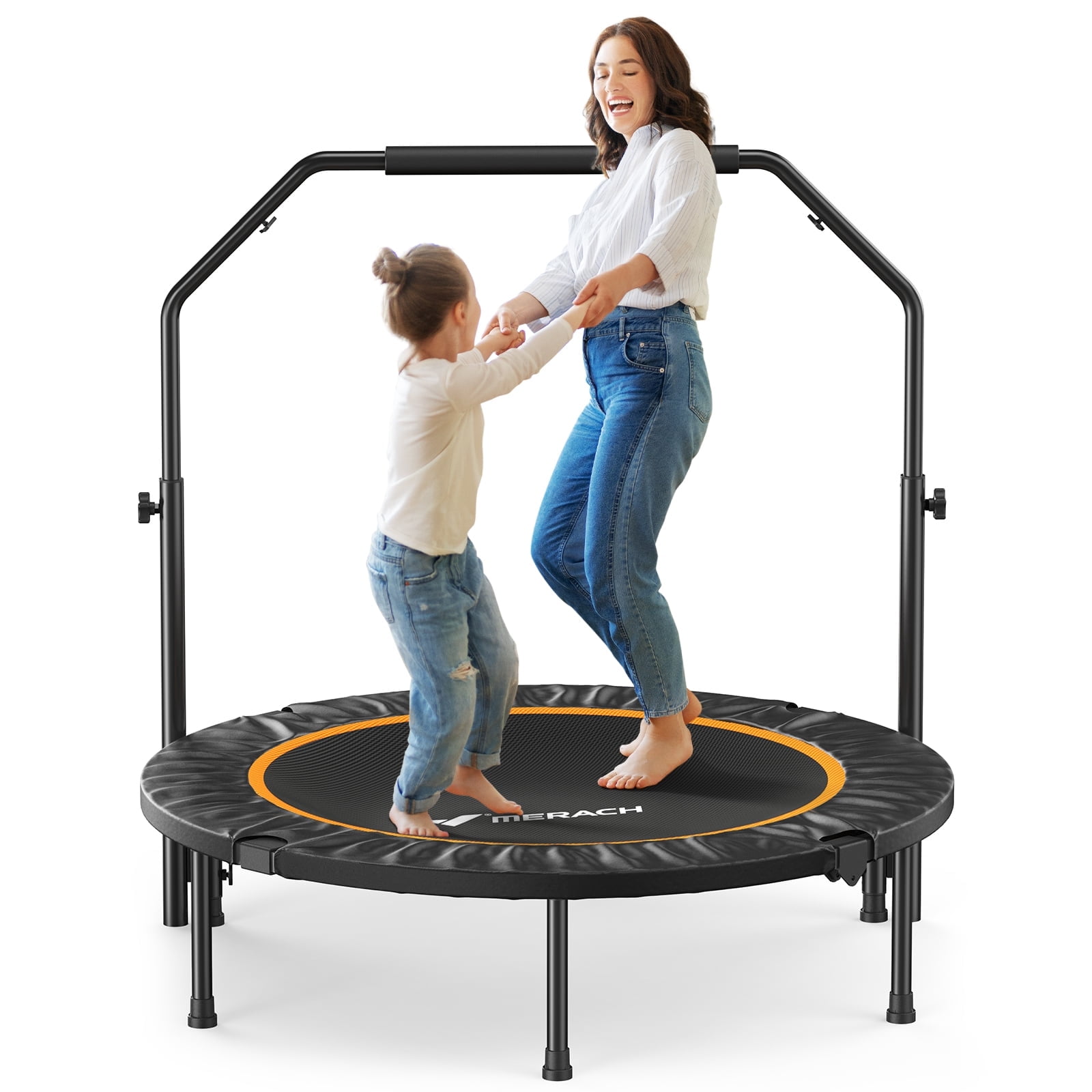 MERACH 40" Mini Trampoline with Handle, Indoor Outdoor Foldable Fitness Rebounder, Round Small Trampoline Gift for Kids Adults, 330 lbs Capacity